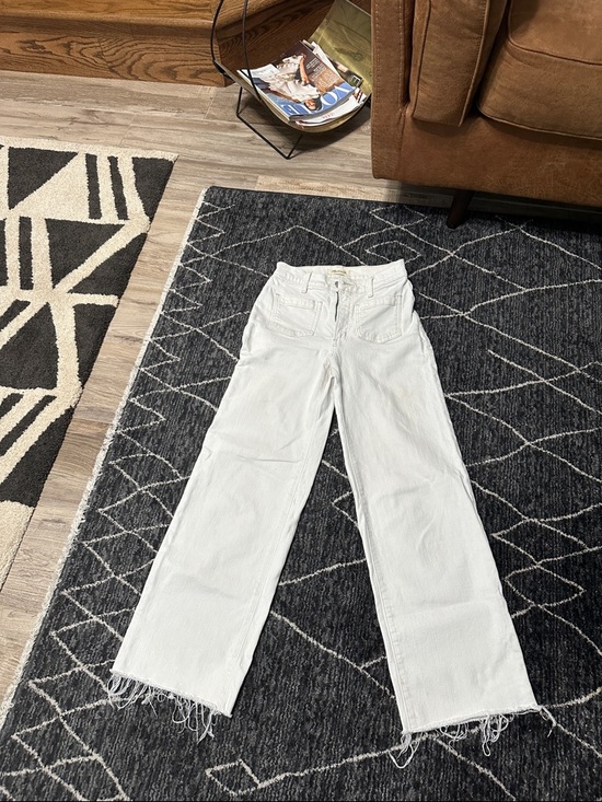 Madewell Denim - Madewell White High-Rise Wide-Leg Jeans with Raw Hem